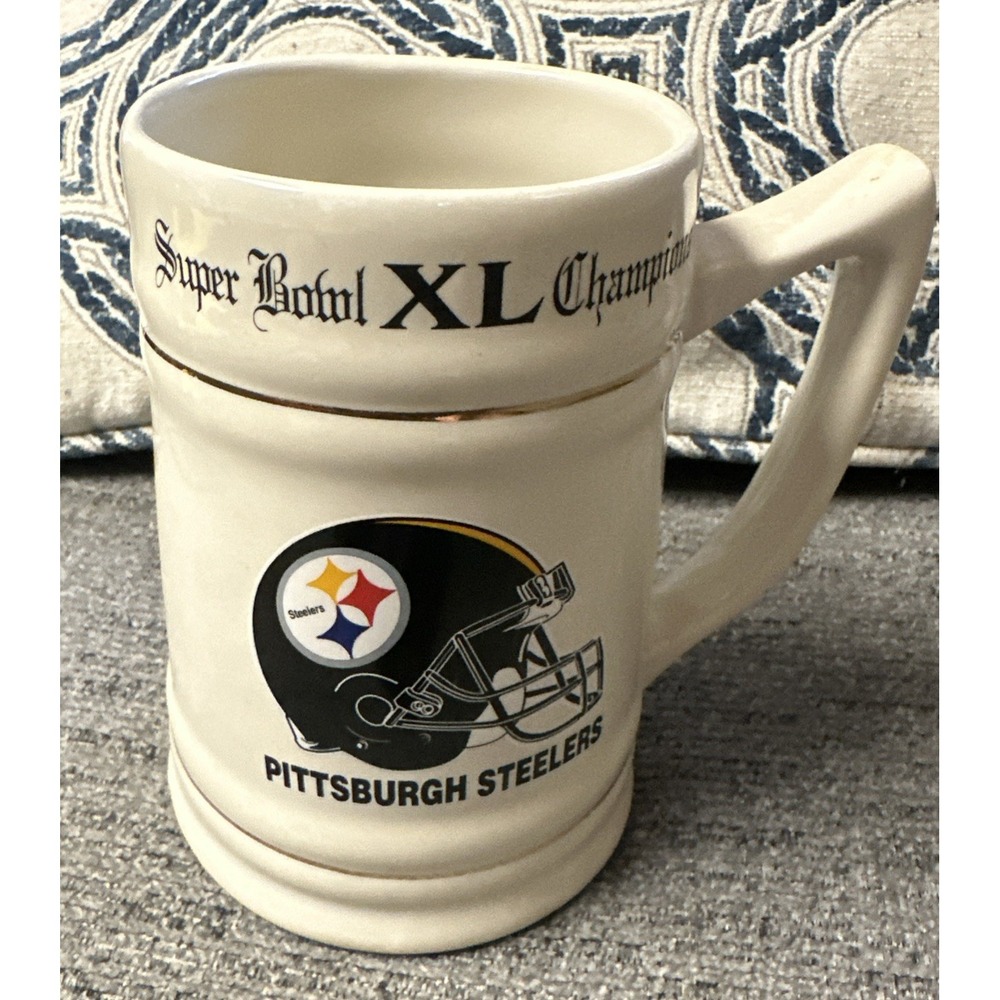 Pittsburgh Steelers Super Bowl XL 40 Ceramic Stein Beer Mug Official NFL  champs